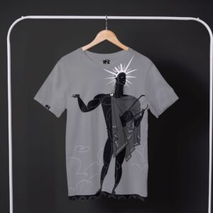 Gray T-Shirt with print of men playing Viking Music